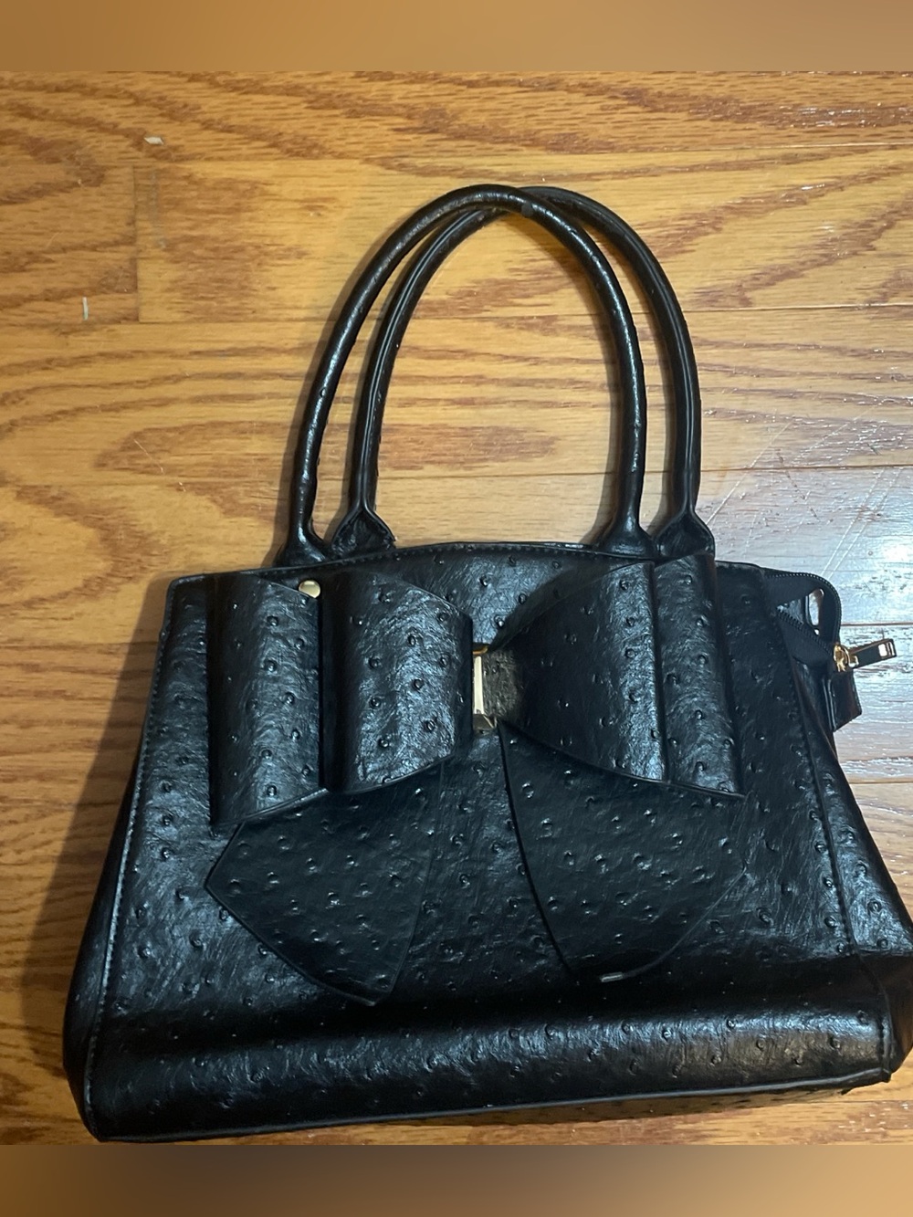 Black Bow-Accented Satchel Handbag - Women's Satchel
